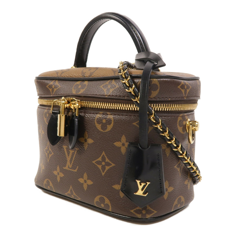 LOUIS VUITTON Monogram Reverse Vanity PM金扣手挽肩背兩用袋棕色-2