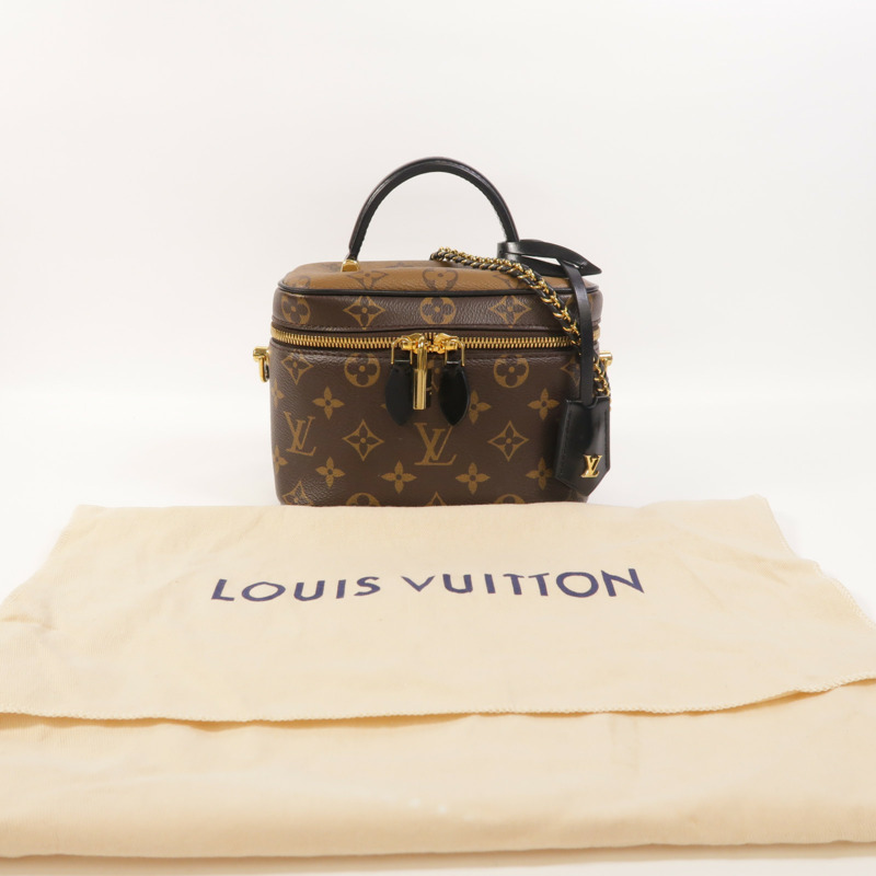 LOUIS VUITTON Monogram Reverse Vanity PM金扣手挽肩背兩用袋棕色-7