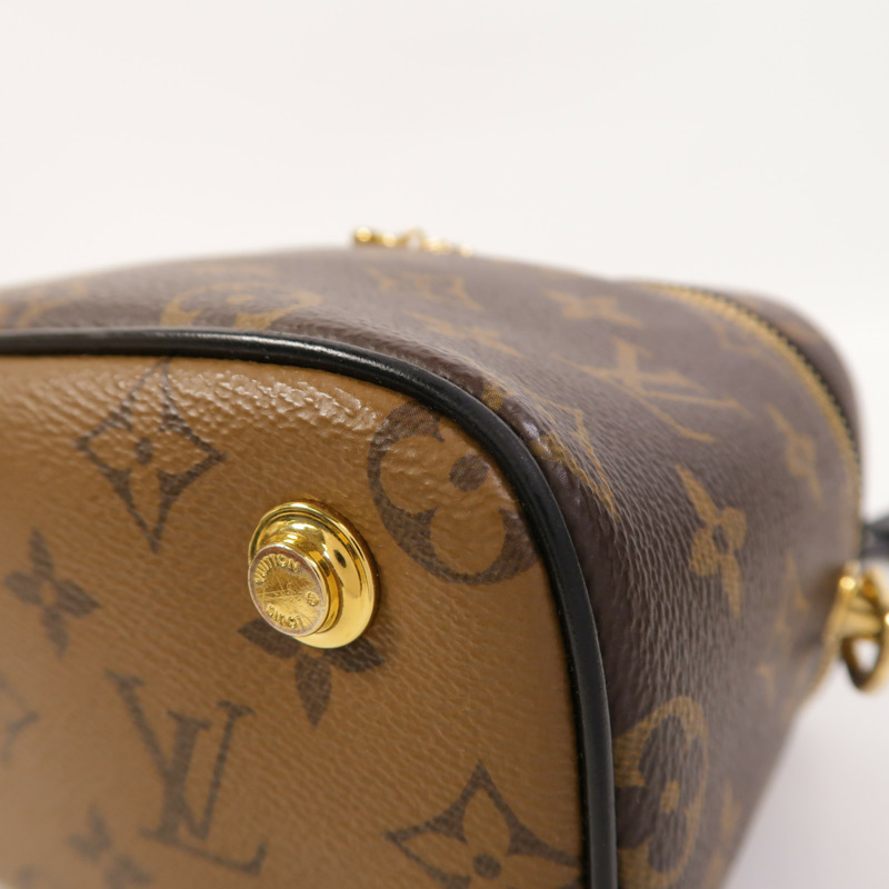 LOUIS VUITTON Monogram Reverse Vanity PM金扣手挽肩背兩用袋棕色-8