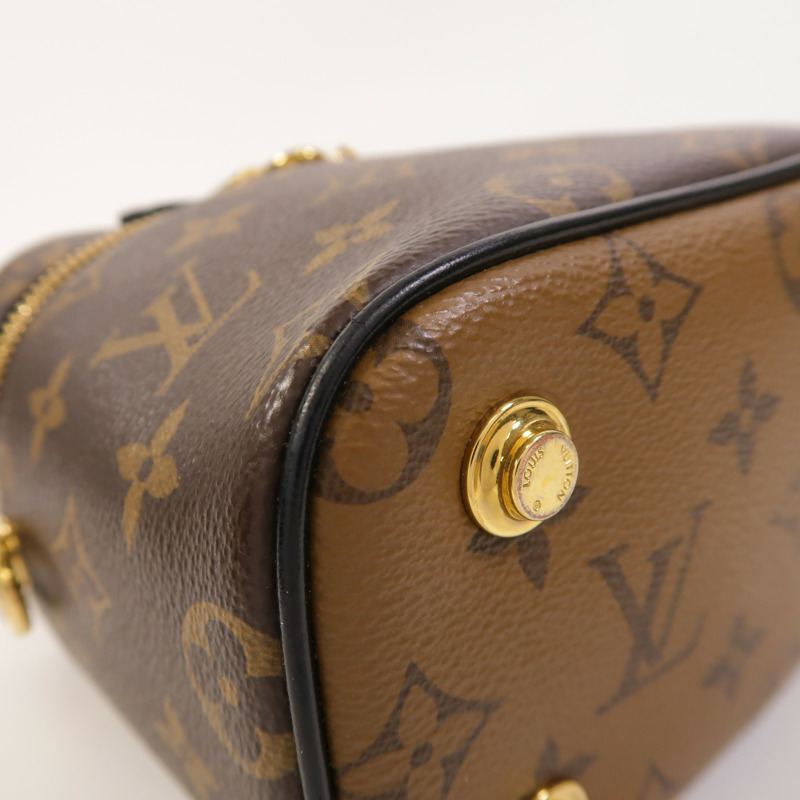 LOUIS VUITTON Monogram Reverse Vanity PM金扣手挽肩背兩用袋棕色-9