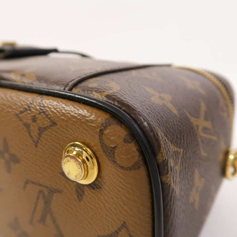 LOUIS VUITTON Monogram Reverse Vanity PM金扣手挽肩背兩用袋棕色-10
