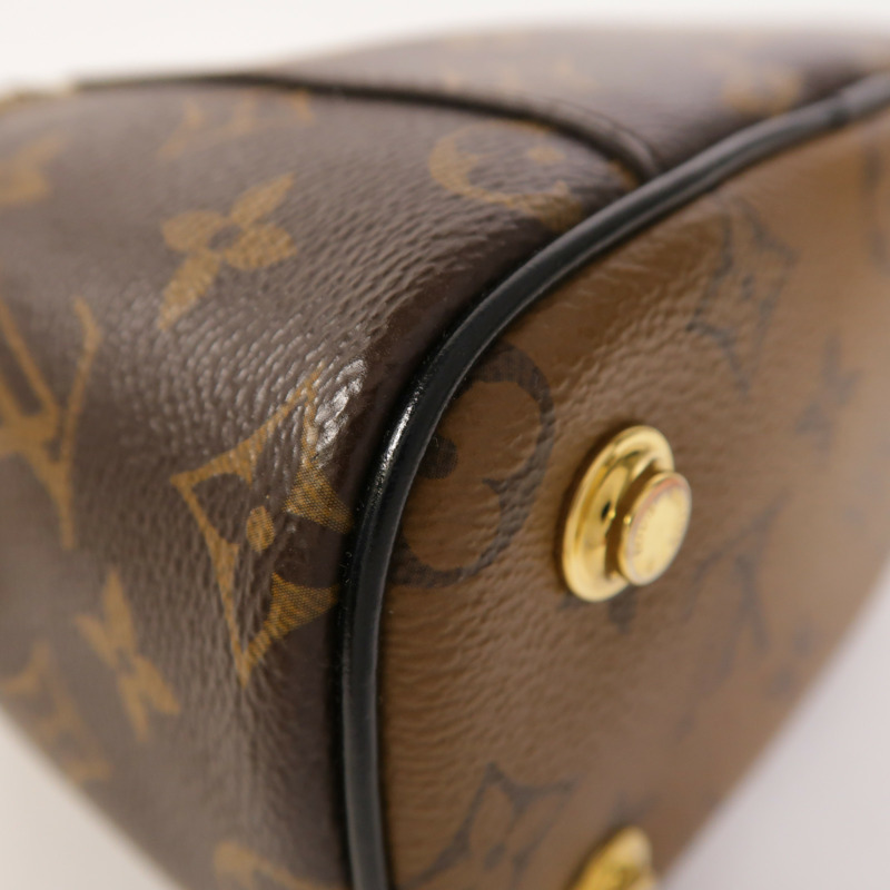 LOUIS VUITTON Monogram Reverse Vanity PM金扣手挽肩背兩用袋棕色-11
