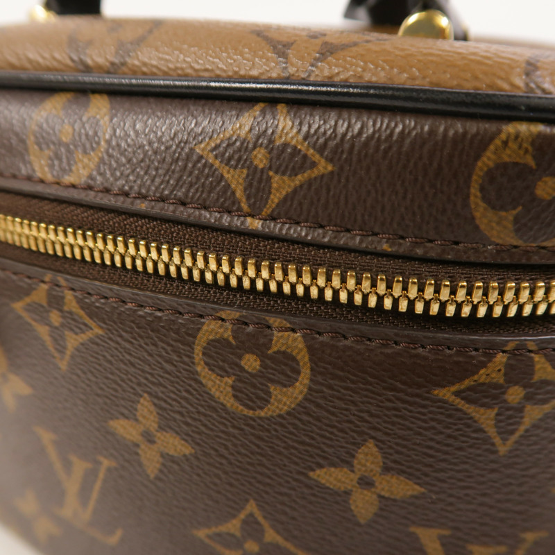 LOUIS VUITTON Monogram Reverse Vanity PM金扣手挽肩背兩用袋棕色-15