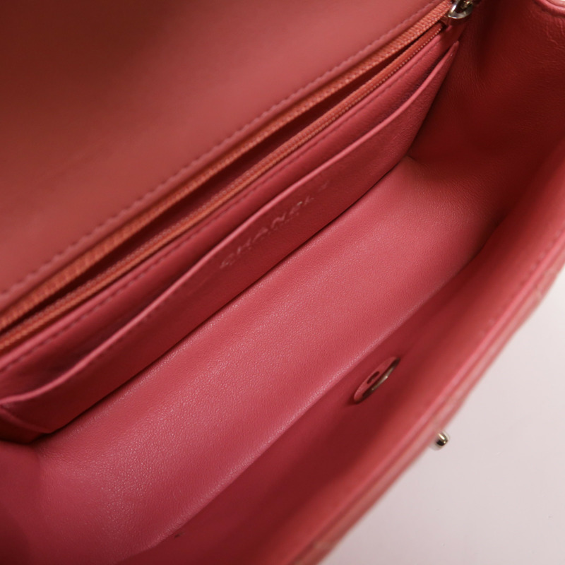 CHANEL 羊皮皮革Classic 20銀扣鏈帶肩背袋-4