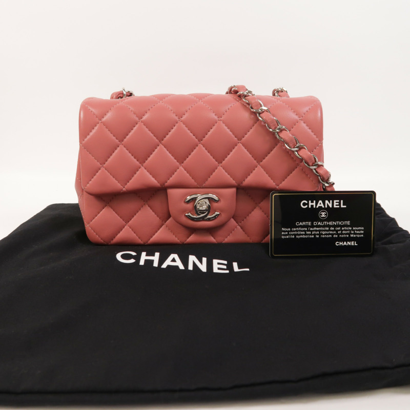 CHANEL 羊皮皮革Classic 20銀扣鏈帶肩背袋-9