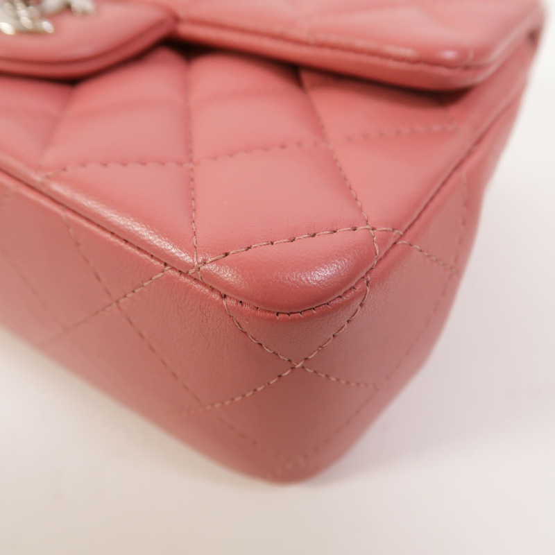 CHANEL 羊皮皮革Classic 20銀扣鏈帶肩背袋-11