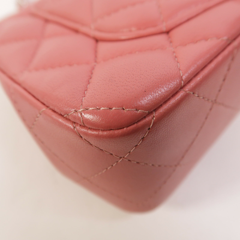 CHANEL 羊皮皮革Classic 20銀扣鏈帶肩背袋-14