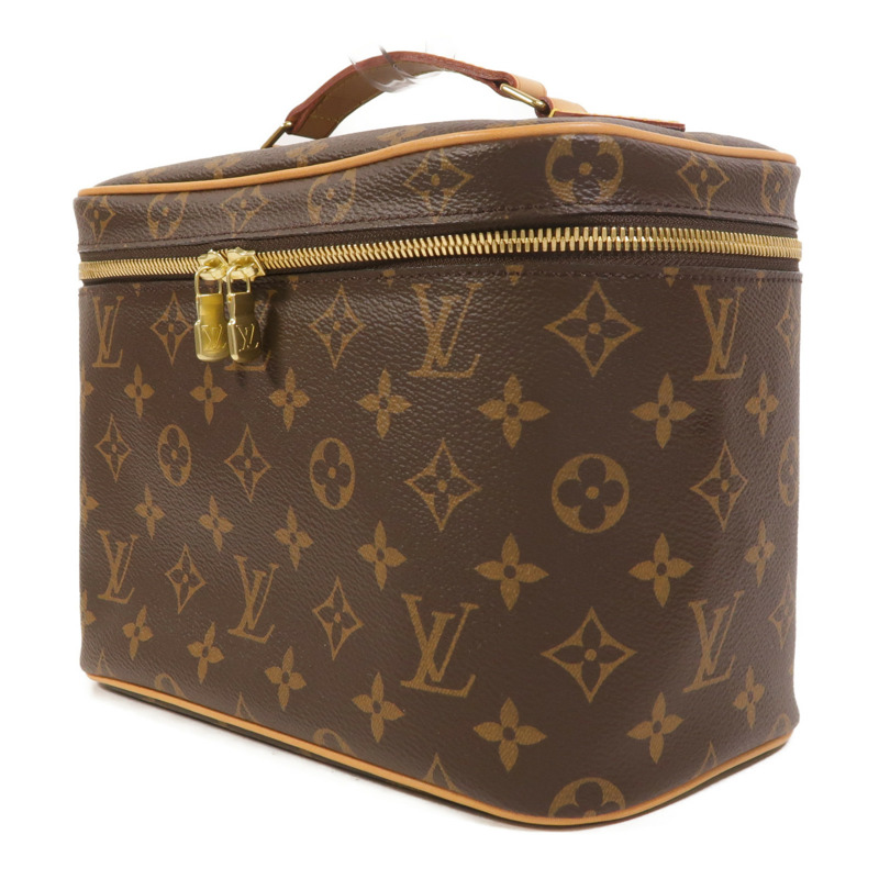LOUIS VUITTON Monogram Nice BB金扣手挽袋棕色-2