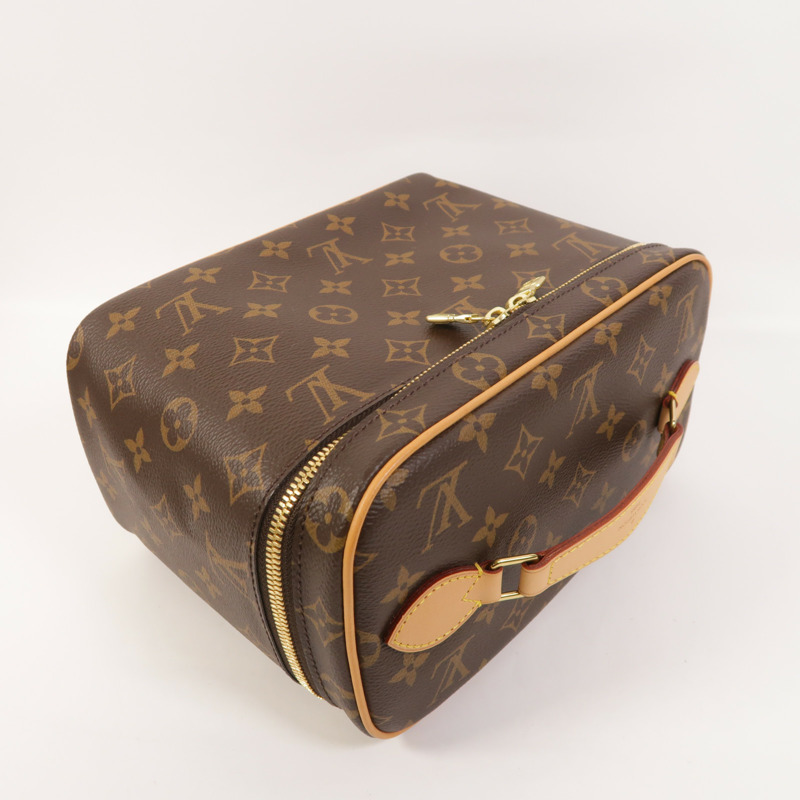LOUIS VUITTON Monogram Nice BB金扣手挽袋棕色-8