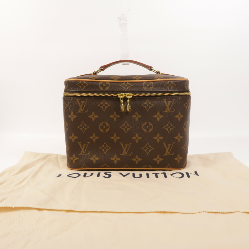 LOUIS VUITTON Monogram Nice BB金扣手挽袋棕色-9