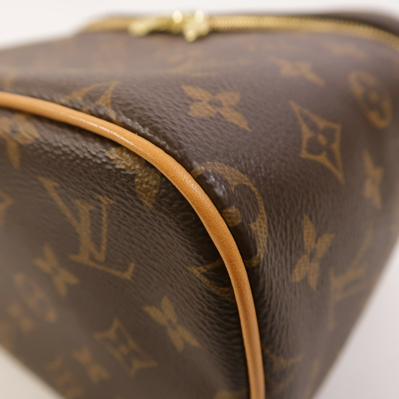 LOUIS VUITTON Monogram Nice BB金扣手挽袋棕色-10