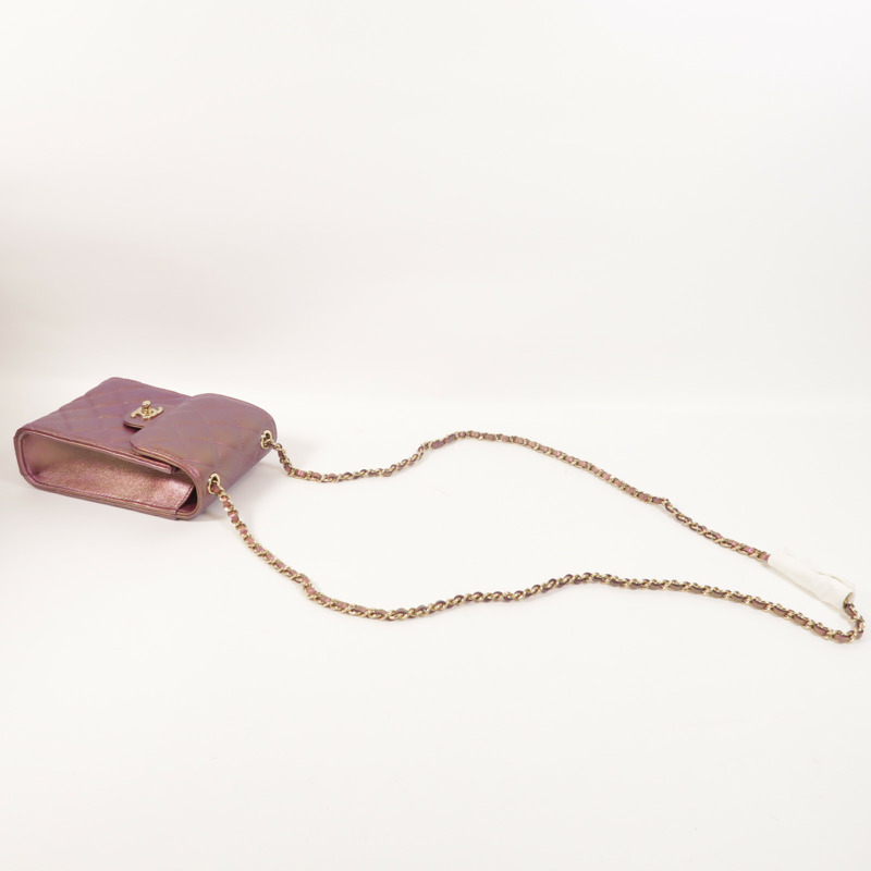 CHANEL 羊皮皮革Phone Bag金扣鏈帶肩背袋-8