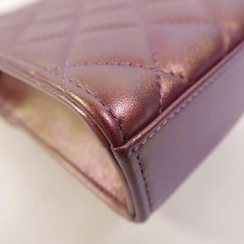 CHANEL 羊皮皮革Phone Bag金扣鏈帶肩背袋-14