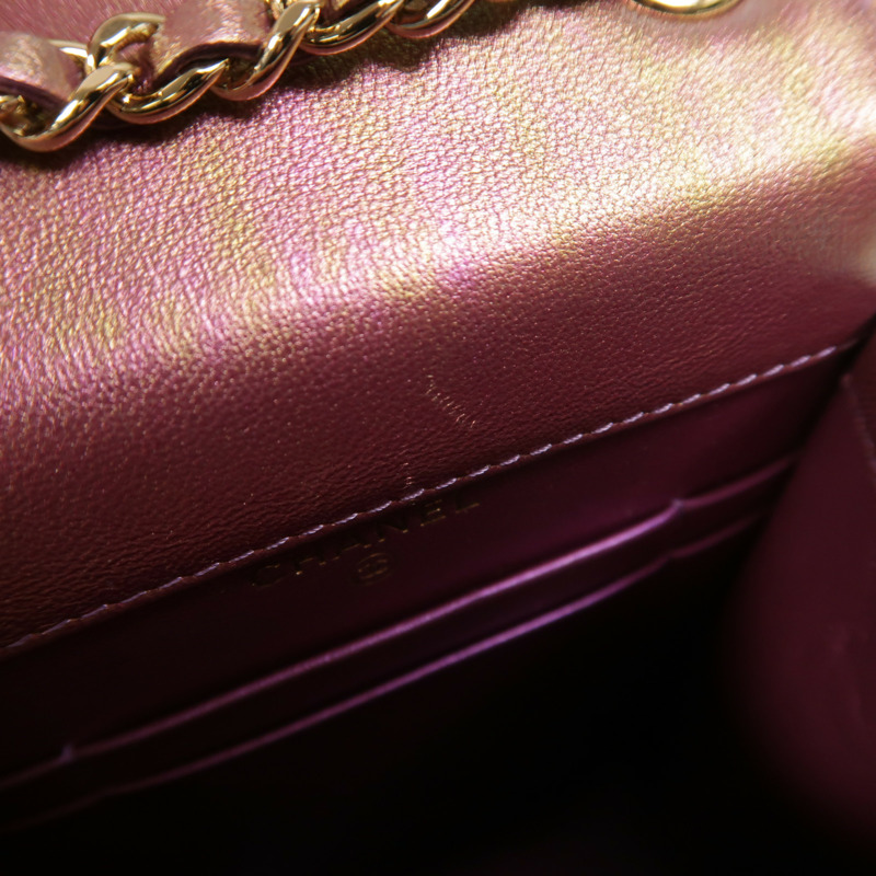 CHANEL 羊皮皮革Phone Bag金扣鏈帶肩背袋-17