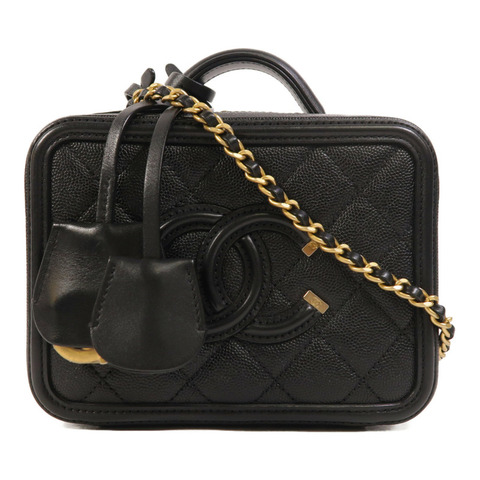 CHANEL 牛皮皮革Vanity Case金扣手挽肩背兩用袋