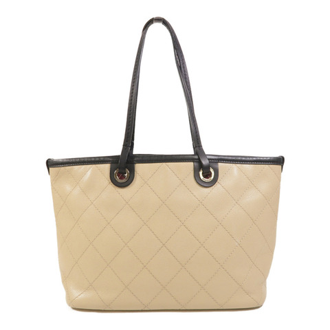 CHANEL 牛皮皮革Tote Bag銀扣肩背袋