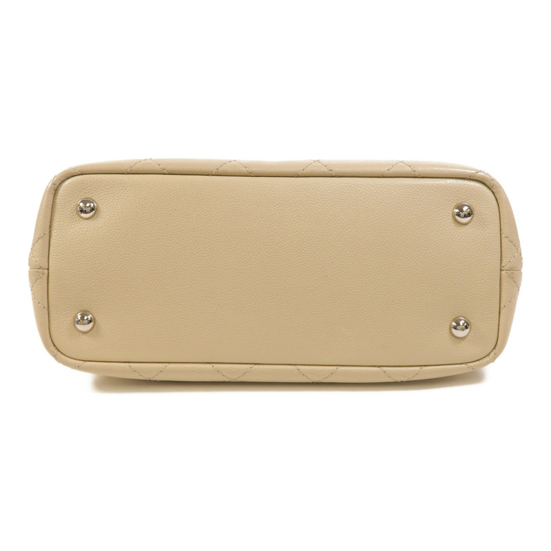CHANEL 牛皮皮革Tote Bag銀扣肩背袋-3