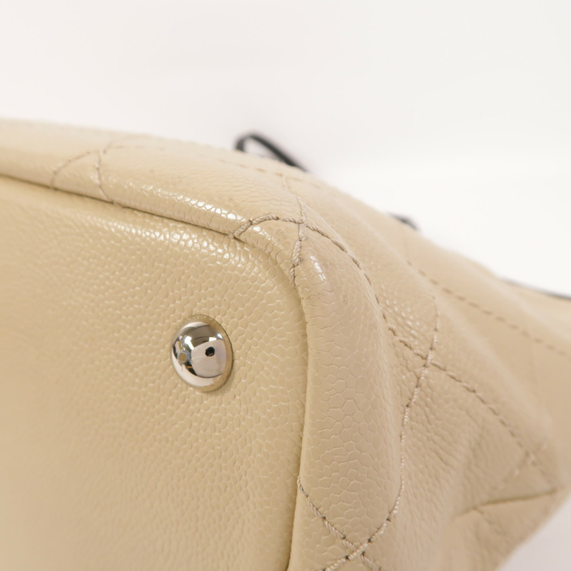 CHANEL 牛皮皮革Tote Bag銀扣肩背袋-8