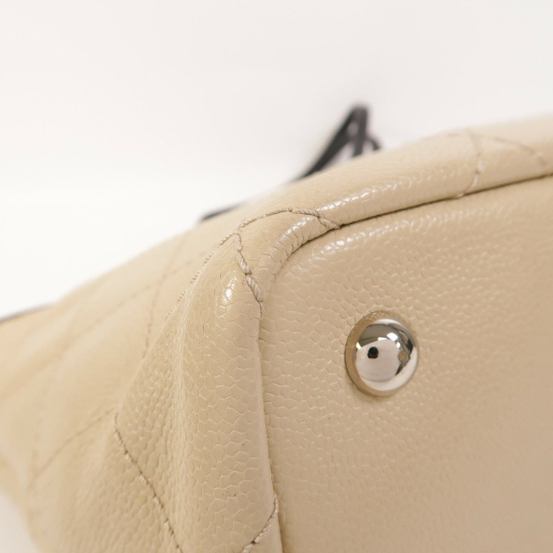 CHANEL 牛皮皮革Tote Bag銀扣肩背袋-9