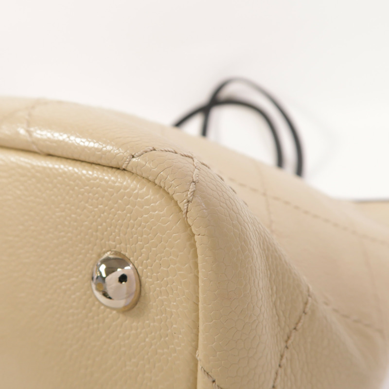 CHANEL 牛皮皮革Tote Bag銀扣肩背袋-10