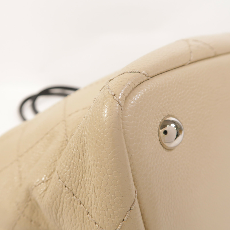 CHANEL 牛皮皮革Tote Bag銀扣肩背袋-11