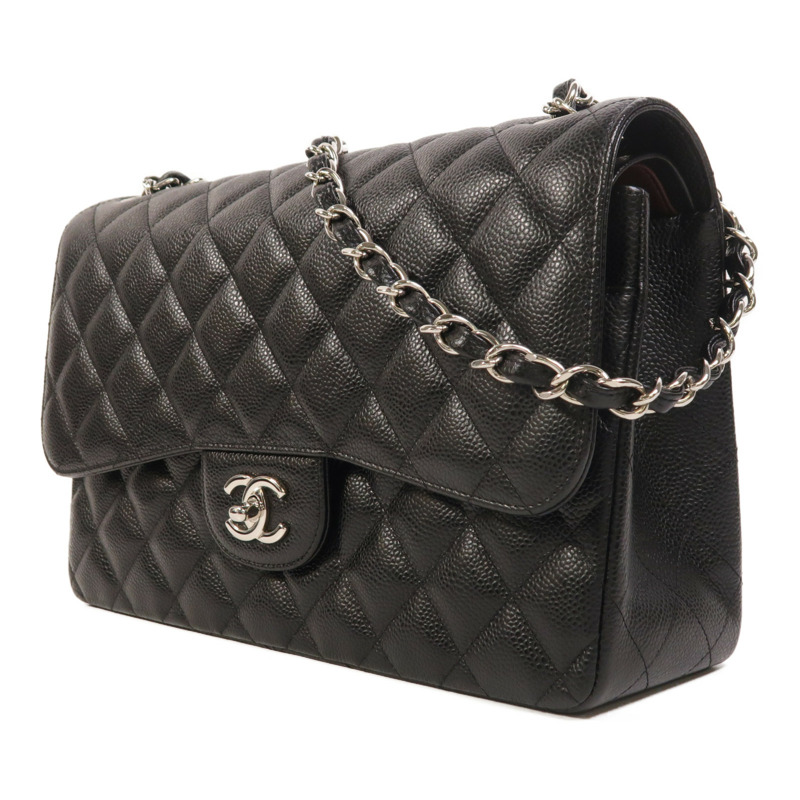 CHANEL 牛皮皮革Large Classic銀扣鏈帶肩背袋-2
