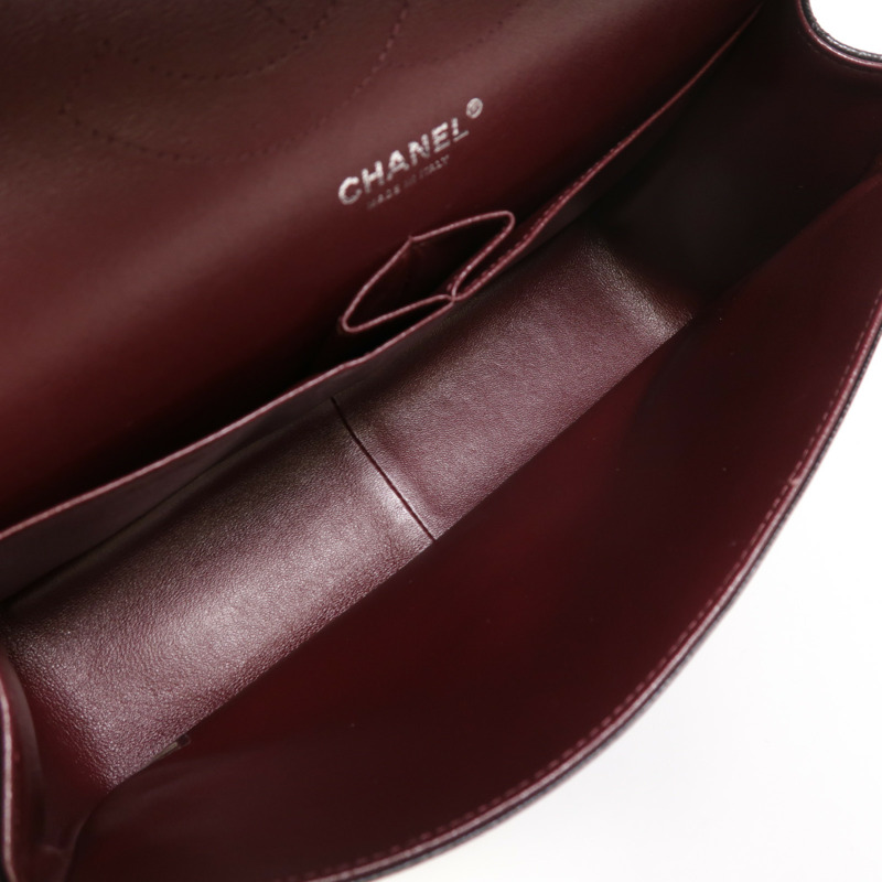 CHANEL 牛皮皮革Large Classic銀扣鏈帶肩背袋-4