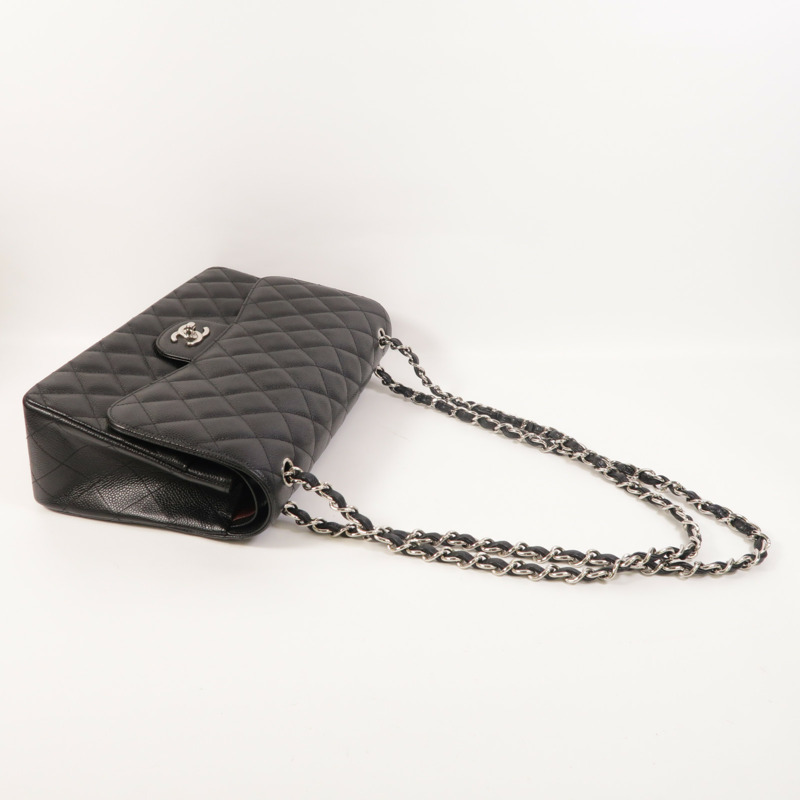 CHANEL 牛皮皮革Large Classic銀扣鏈帶肩背袋-8