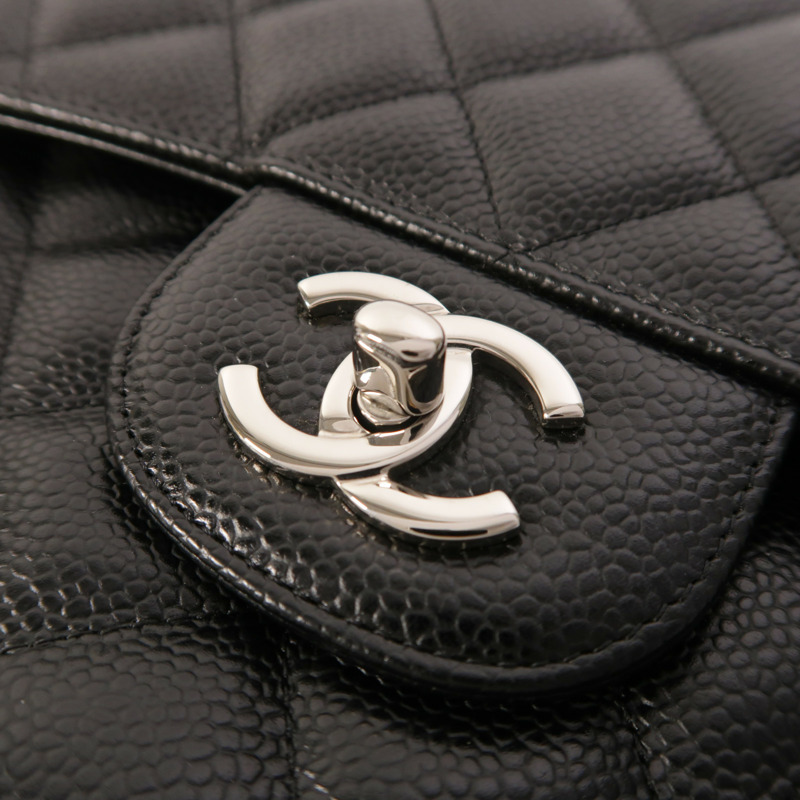 CHANEL 牛皮皮革Large Classic銀扣鏈帶肩背袋-10