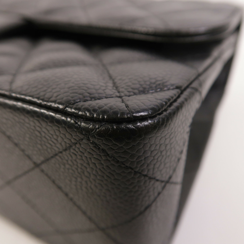 CHANEL 牛皮皮革Large Classic銀扣鏈帶肩背袋-11