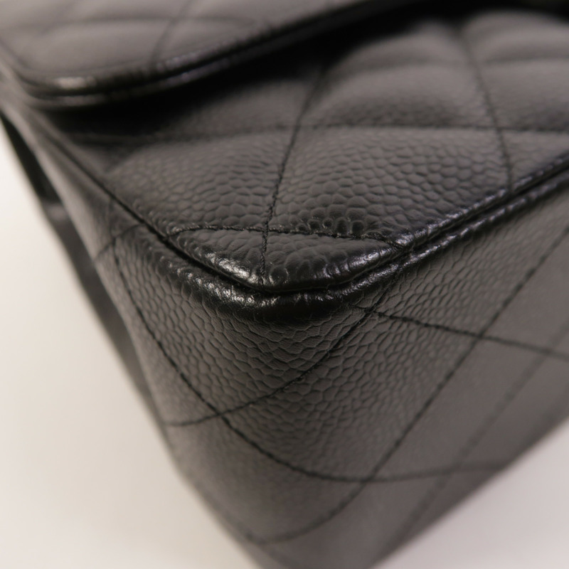 CHANEL 牛皮皮革Large Classic銀扣鏈帶肩背袋-12