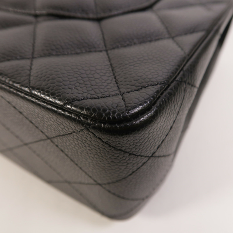 CHANEL 牛皮皮革Large Classic銀扣鏈帶肩背袋-13