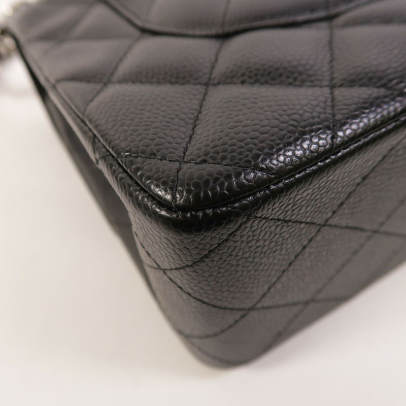 CHANEL 牛皮皮革Large Classic銀扣鏈帶肩背袋-14