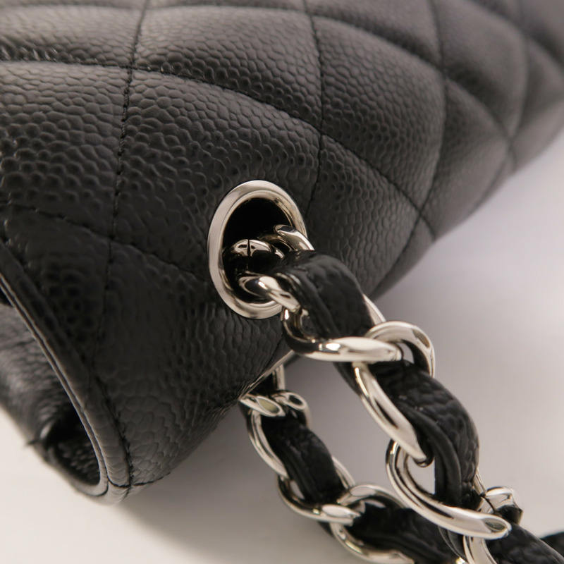 CHANEL 牛皮皮革Large Classic銀扣鏈帶肩背袋-15