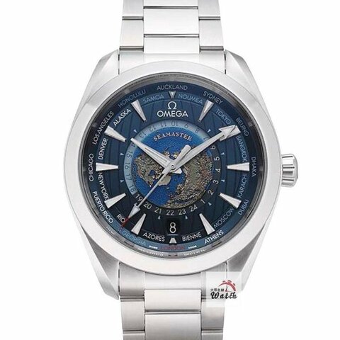 【大眾名錶】OMEGA歐米茄 220.10.43.22.03.001 海馬系列 地球浮雕面盤 2022/09 日期/世界時區/24小時/日夜顯示 B1139