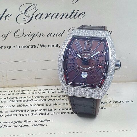 【大眾名錶】Franck Muller 法蘭克穆勒 V45 SC DT 精鑲鑽石錶圈 巧克力數字面盤 B763