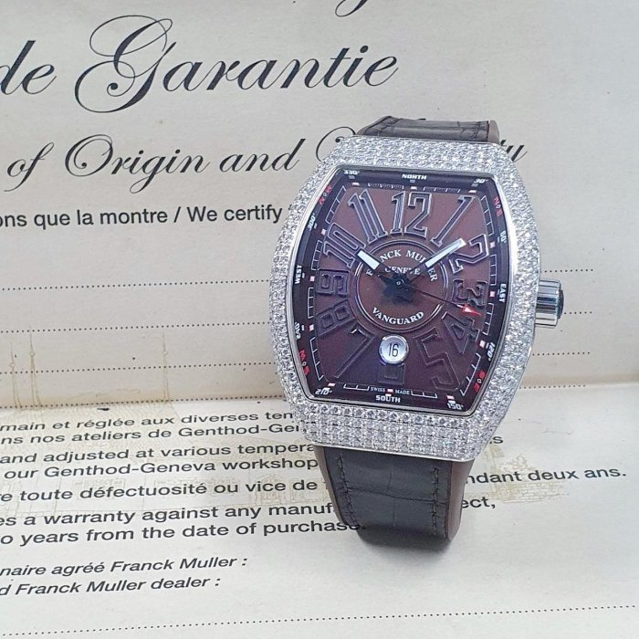 【大眾名錶】Franck Muller 法蘭克穆勒 V45 SC DT 精鑲鑽石錶圈 巧克力數字面盤 B763-0