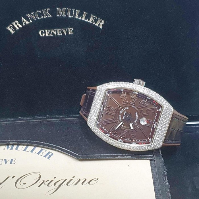 【大眾名錶】Franck Muller 法蘭克穆勒 V45 SC DT 精鑲鑽石錶圈 巧克力數字面盤 B763-1
