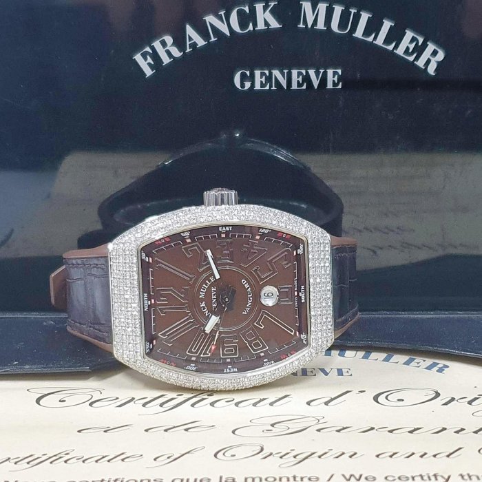 【大眾名錶】Franck Muller 法蘭克穆勒 V45 SC DT 精鑲鑽石錶圈 巧克力數字面盤 B763-3