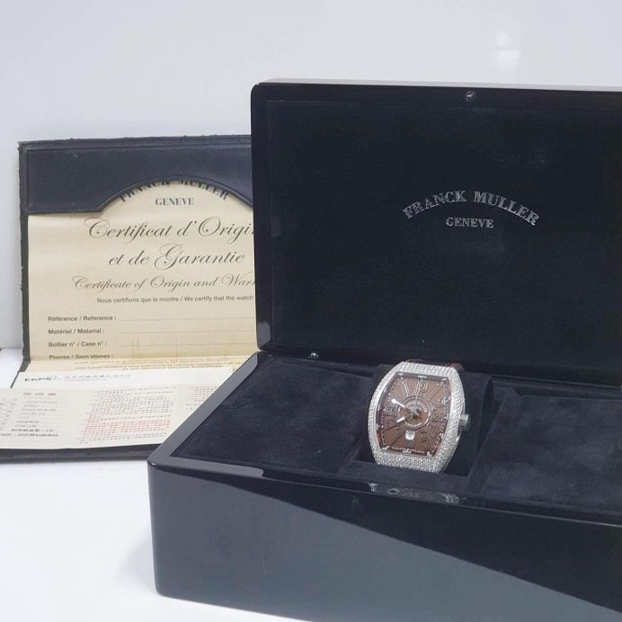 【大眾名錶】Franck Muller 法蘭克穆勒 V45 SC DT 精鑲鑽石錶圈 巧克力數字面盤 B763-6