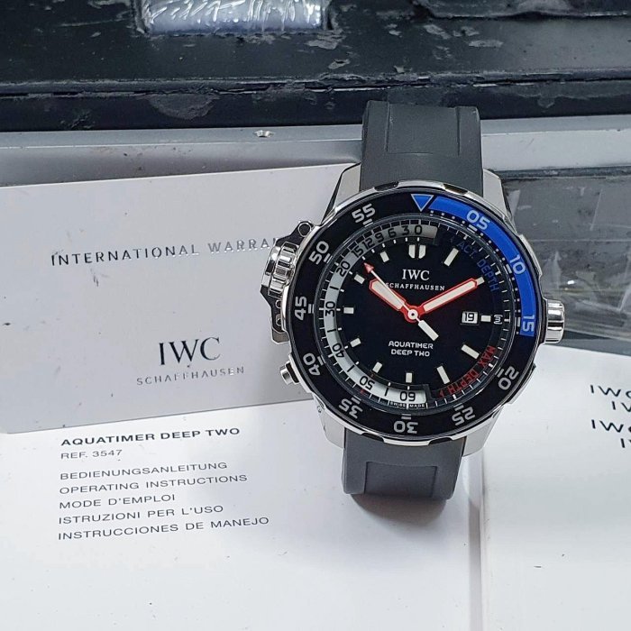 【大眾名錶】 IWC萬國 海洋計時系列 IW354702 大錶徑 深度計 黑色面盤 快拆式錶帶 B691-2