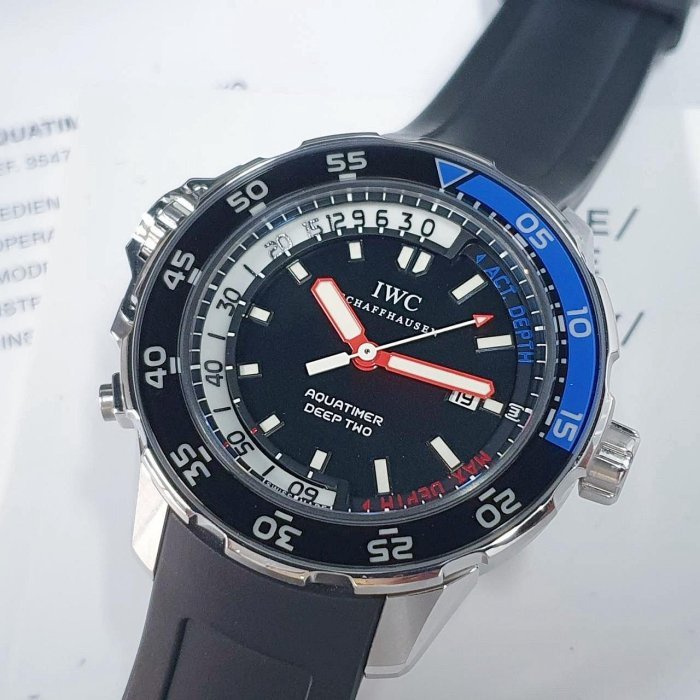 【大眾名錶】 IWC萬國 海洋計時系列 IW354702 大錶徑 深度計 黑色面盤 快拆式錶帶 B691-4