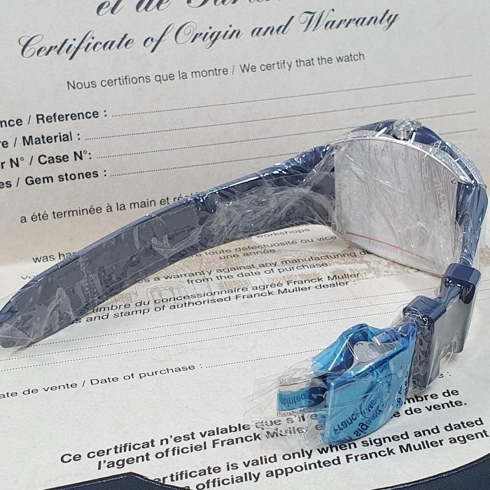 【大眾名錶】Franck Muller 法蘭克穆勒 未使用新品 V45 SC DT 精鑲鑽石錶圈/時標藍色數字面盤 B488-4