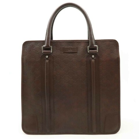 GUCCI 咖啡色 GUCCISSIMA皮革GG logo壓紋手提旅行袋 （guccissima 145842）