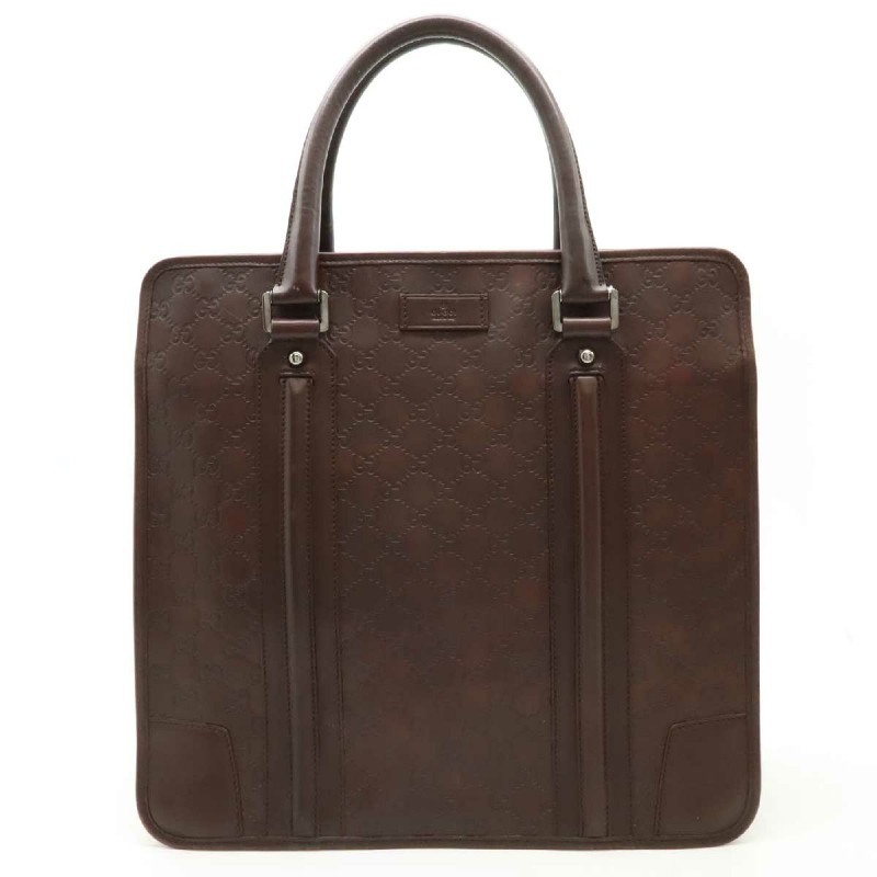 GUCCI 咖啡色 GUCCISSIMA皮革GG logo壓紋手提旅行袋 （guccissima 145842）-0