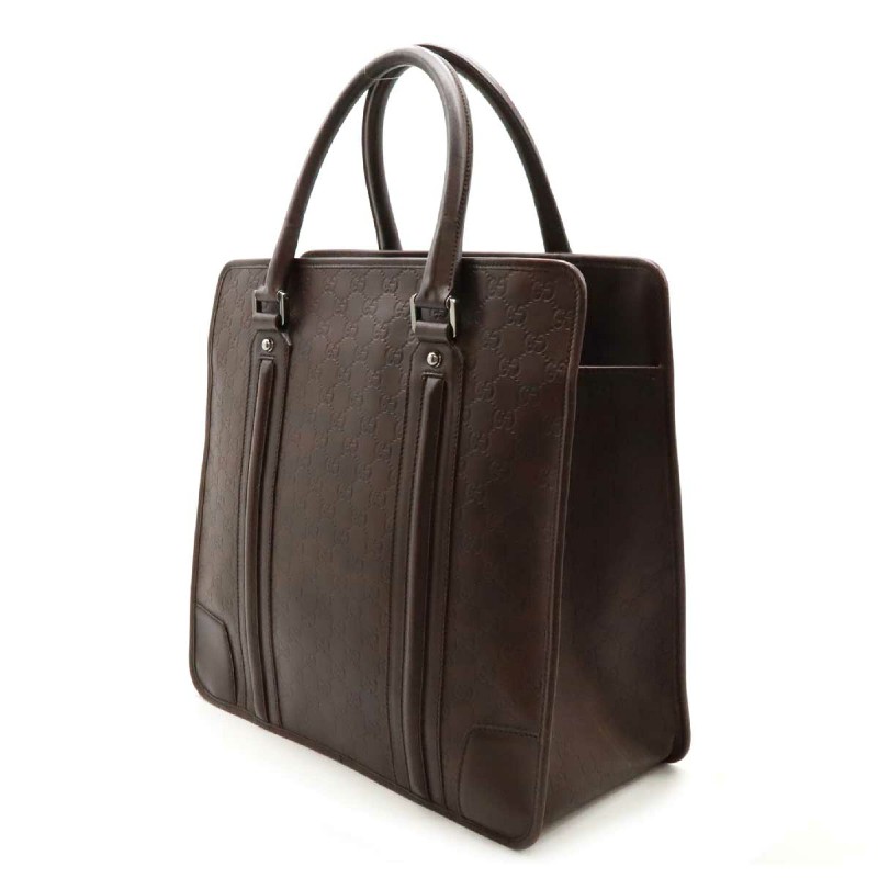 GUCCI 咖啡色 GUCCISSIMA皮革GG logo壓紋手提旅行袋 （guccissima 145842）-1