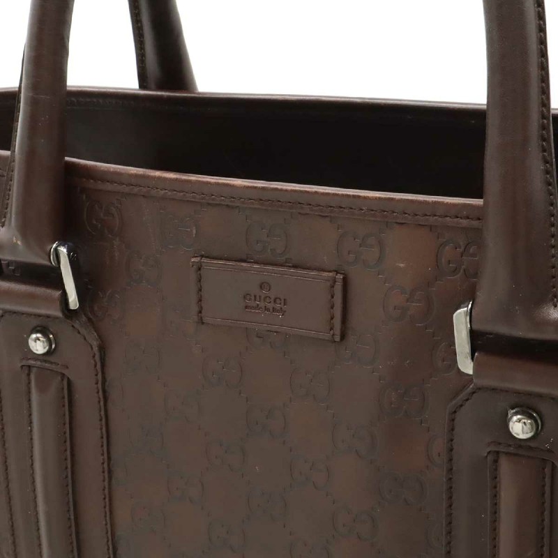 GUCCI 咖啡色 GUCCISSIMA皮革GG logo壓紋手提旅行袋 （guccissima 145842）-2