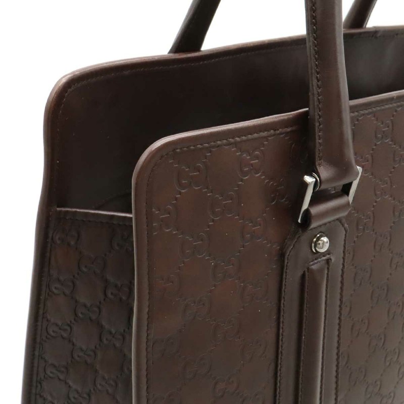 GUCCI 咖啡色 GUCCISSIMA皮革GG logo壓紋手提旅行袋 （guccissima 145842）-5