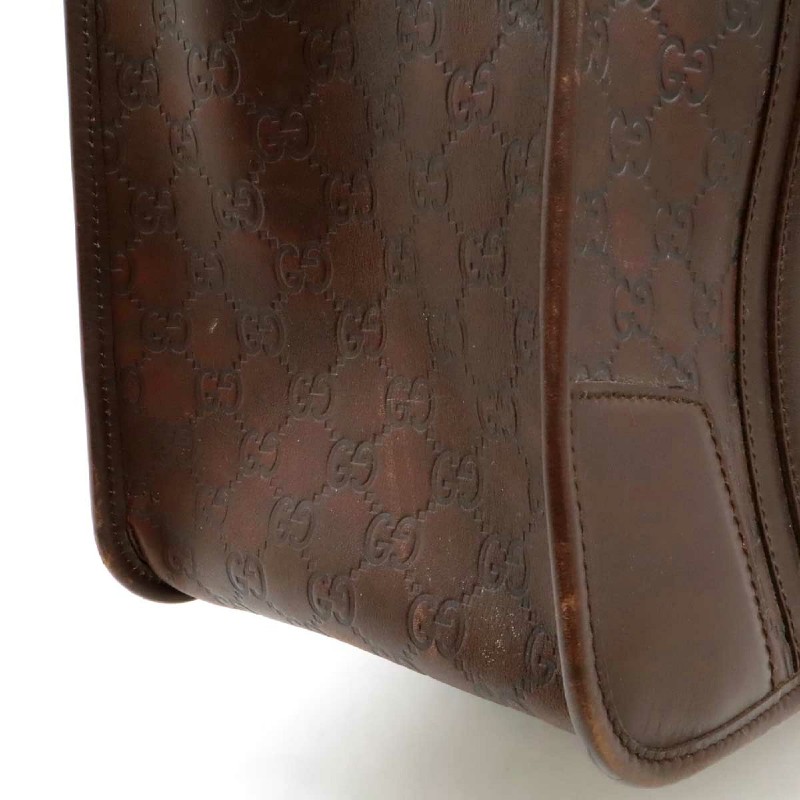 GUCCI 咖啡色 GUCCISSIMA皮革GG logo壓紋手提旅行袋 （guccissima 145842）-7