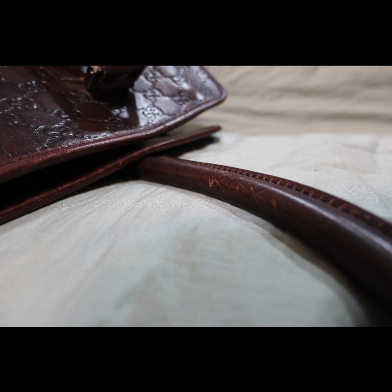 GUCCI 咖啡色 GUCCISSIMA皮革GG logo壓紋手提旅行袋 (guccissima 145842)-2
